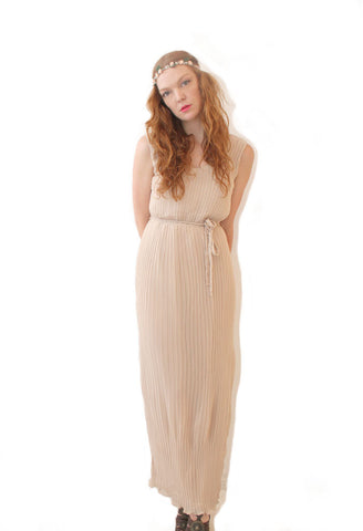 Athena Pleated Maxi Dress - Sand